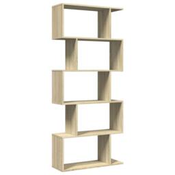 Berkfield Home Room Divider Bookcase 5-Tier Sonoma Oak 70x24x161 cm Engineered Wood in Natural - Size: 70 x 24 x 161 cm - thumbnail 3