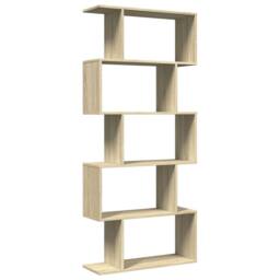 Berkfield Home Room Divider Bookcase 5-Tier Sonoma Oak 70x24x161 cm Engineered Wood in Natural - Size: 70 x 24 x 161 cm - thumbnail 7