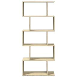 Berkfield Home Room Divider Bookcase 5-Tier Sonoma Oak 70x24x161 cm Engineered Wood in Natural - Size: 70 x 24 x 161 cm - thumbnail 5