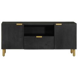 Berkfield Home TV Cabinet Black 105x33x46 cm Engineered Wood - Size: 105 x 33 x 46 cm - thumbnail 3