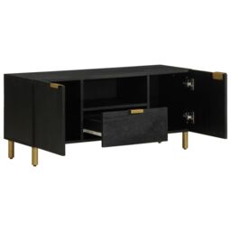 Berkfield Home TV Cabinet Black 105x33x46 cm Engineered Wood - Size: 105 x 33 x 46 cm - thumbnail 2