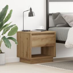 Berkfield Home Bedside Cabinet Artisan Oak 45x34x46 cm Engineered Wood in Brown - Size: 45 x 34 x 46 cm - thumbnail 1