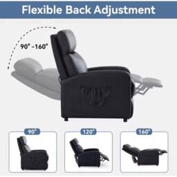 SPETLEK Push Back Recliner Chair Black - Size: 0.6m2 - thumbnail 2