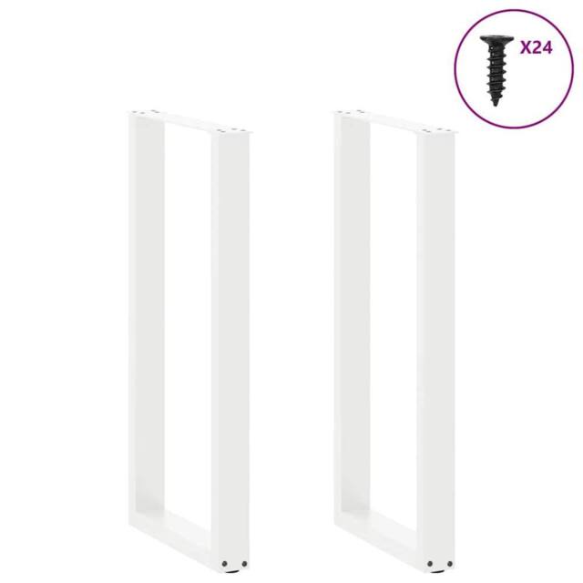 Berkfield Home Modern Coffee Table Legs U-Shaped 2 pcs White 50x(100-101) cm Steel - image 1