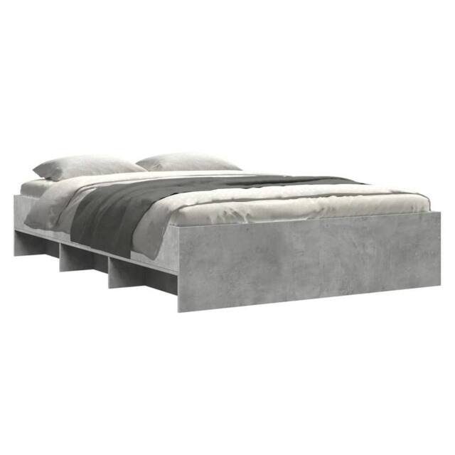 Berkfield Home Durable Bed Frame without Mattress Concrete Grey 120x190cm Engine - Size: 120x190 cm - image 1