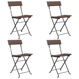 Berkfield Home Folding Bistro Chairs 4 pcs Brown Poly Rattan & Steel - thumbnail 2