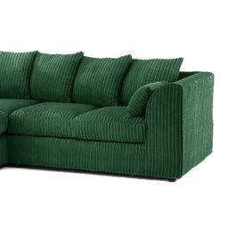 Furnishings For Less UK Luxor Jumbo Cord 4 Seater Corner sofa Left Hand Facing in Green - thumbnail 3