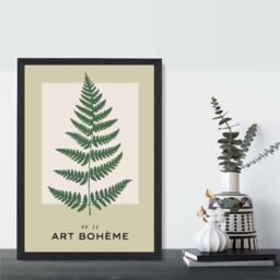 ARTZE Green & Beige Fern Flower Market Simplicity Framed Print SIZE: A3 with Black Frame - Size: A4 - thumbnail 2