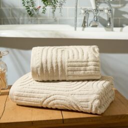 OHS 4 Pack Arch Jacquard Bath Towel Cotton Bathroom Absorbent Quick Drying Cloth in Cream