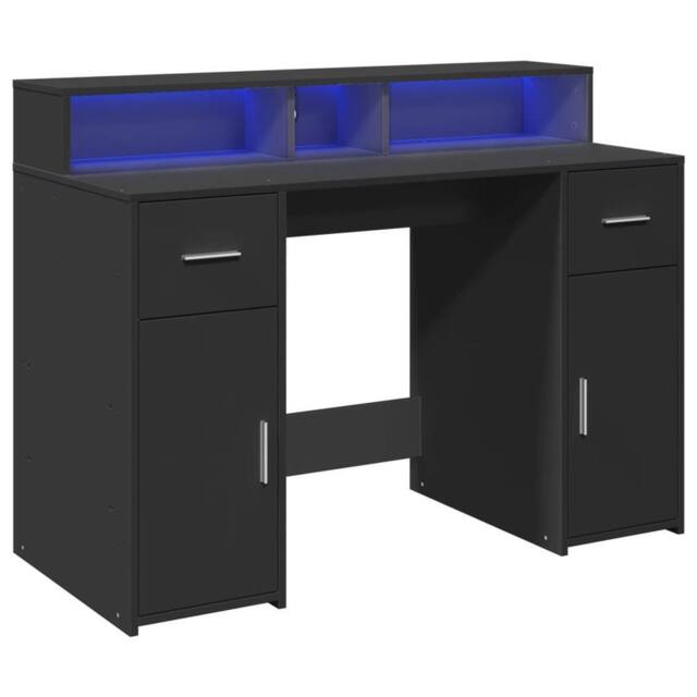 Berkfield Home Soft Desk with LED Lights Black 120x55x91 cm Engineered Wood - Size: 120 x 55 x 91 cm - image 1