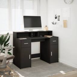Berkfield Home Soft Desk with LED Lights Black 120x55x91 cm Engineered Wood - Size: 120 x 55 x 91 cm - thumbnail 4