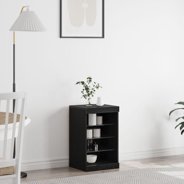 Berkfield Home Sideboard with LED Lights Black Oak 41x37x67 cm - Size: 41 x 37 x 67 cm - image 1