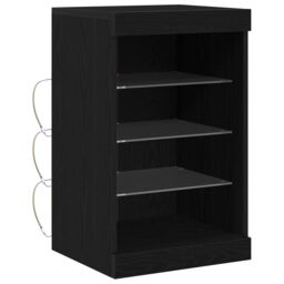 Berkfield Home Sideboard with LED Lights Black Oak 41x37x67 cm - Size: 41 x 37 x 67 cm - thumbnail 2