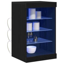 Berkfield Home Sideboard with LED Lights Black Oak 41x37x67 cm - Size: 41 x 37 x 67 cm - thumbnail 3