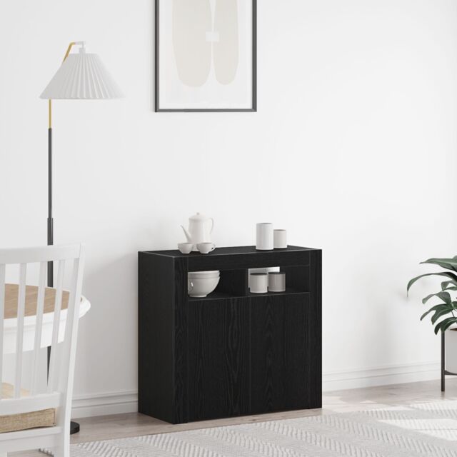 Berkfield Home Sideboard with LED Lights - Black Oak - 80x35x75 cm - Engineered Wood - Size: 80 x 35 x 75 cm - image 1