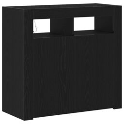 Berkfield Home Sideboard with LED Lights - Black Oak - 80x35x75 cm - Engineered Wood - Size: 80 x 35 x 75 cm - thumbnail 2