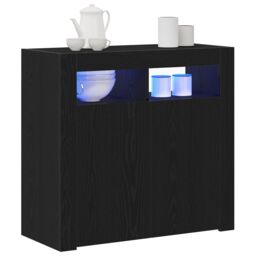 Berkfield Home Sideboard with LED Lights - Black Oak - 80x35x75 cm - Engineered Wood - Size: 80 x 35 x 75 cm - thumbnail 3