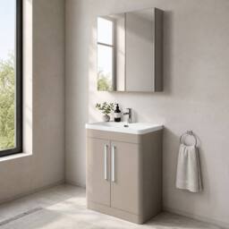 Balterley Aldershawe 2 Door Unit, Thin Edge Ceramic Basin, 600mm, Pebble Grey - thumbnail 4