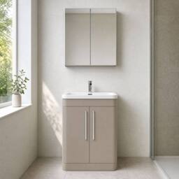 Balterley Aldershawe 2 Door Unit, Thin Edge Ceramic Basin, 600mm, Pebble Grey - thumbnail 6