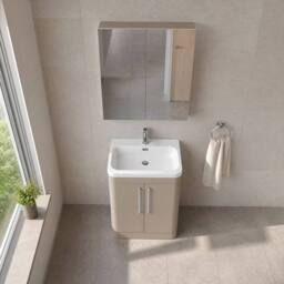 Balterley Aldershawe 2 Door Unit, Thin Edge Ceramic Basin, 600mm, Pebble Grey - thumbnail 3