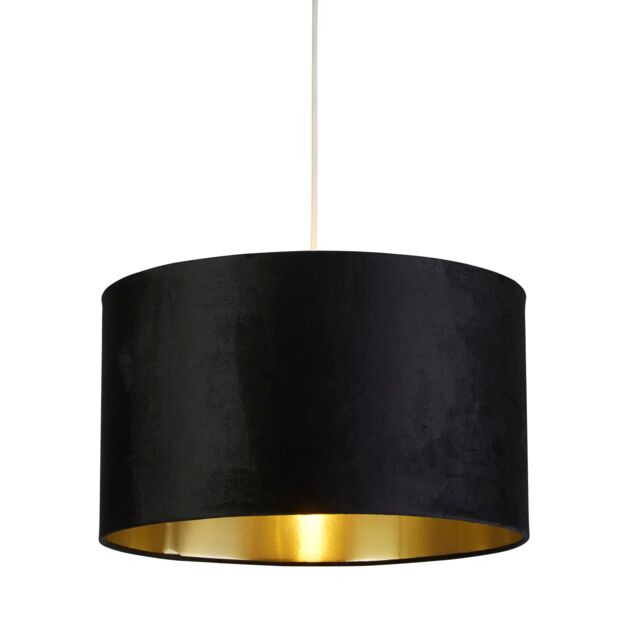 Lighting Collection Black Velvet Brushed Golder Inner Shade Lamp Shade - image 1