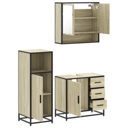 Berkfield Home 3 Piece Bathroom Furniture Set Sonoma Oak Engineered Wood in Brown - thumbnail 6