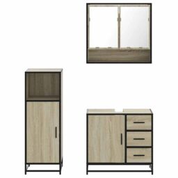 Berkfield Home 3 Piece Bathroom Furniture Set Sonoma Oak Engineered Wood in Brown - thumbnail 5
