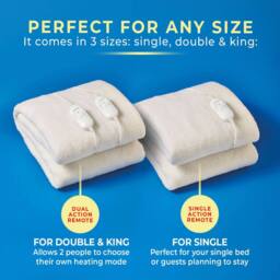 Coopers of Stortford Fleece Electric Blanket with Overheat Protection in White - Size: 100 cm x 190 cm - thumbnail 3