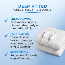 Coopers of Stortford Fleece Electric Blanket with Overheat Protection in White - Size: 100 cm x 190 cm - thumbnail 2