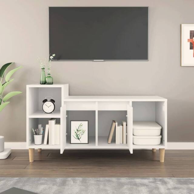 Berkfield Home TV Cabinet White 100x35x55 cm Engineered Wood - Size: 100 x 35 x 55 cm - image 1
