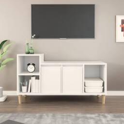 Berkfield Home TV Cabinet White 100x35x55 cm Engineered Wood - Size: 100 x 35 x 55 cm - thumbnail 2