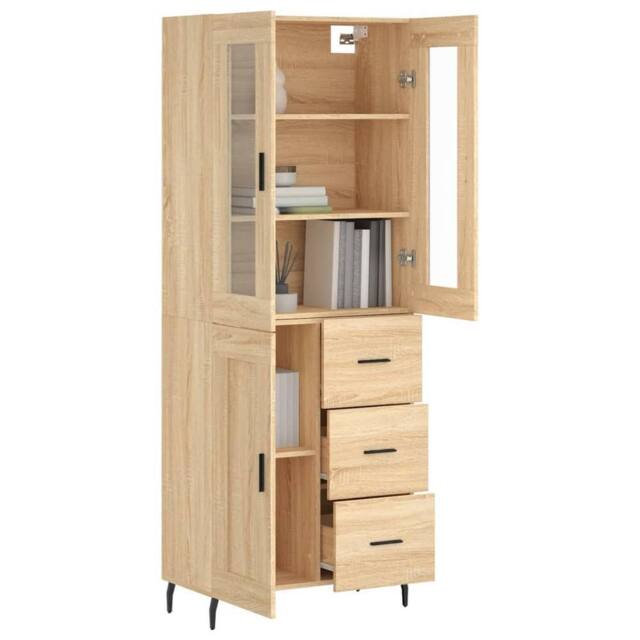Berkfield Home Highboard Sonoma Oak 69.5x34x180 cm Engineered Wood in Light Tan - image 1