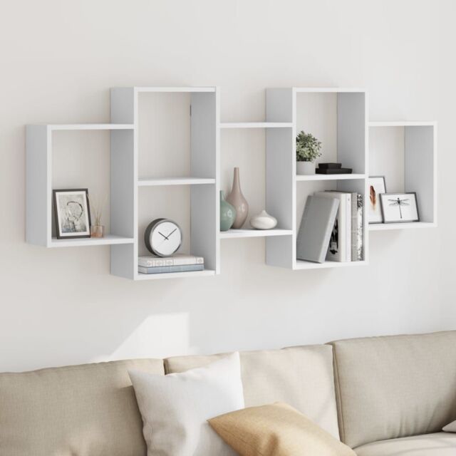 Berkfield Home Wall Shelf White 159x18x65 cm Engineered Wood - Size: 159 x 18 x 65 cm - image 1