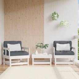 Berkfield Home Garden Chairs 2 pcs White Solid Wood Pine - thumbnail 2