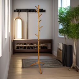 Pirlo Plush Wooden Adjustable Coat Stand With 8 Hooks in Brown - thumbnail 3