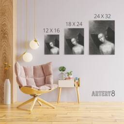"Artery8 Fallen Angel Spreads Black Wings Redon Vintage Canvas Wall Art in Grey - Size: W18"" x H24""" - thumbnail 4