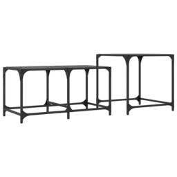 Berkfield Home Nesting Coffee Tables 2 pcs with Black Glass Top Steel - thumbnail 5