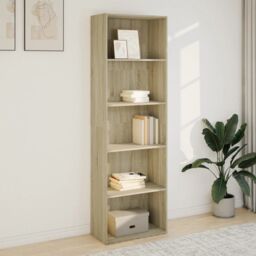 Berkfield Home Bookcase Sonoma Oak 60x30x189 cm Engineered Wood in Brown - Size: 60 x 30 x 189 cm - thumbnail 3