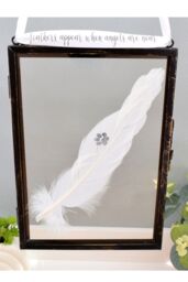 Amaya Rose Ltd In Memory of Pet Cat Dog. Paw Print Real feather Floating Frame in Black - thumbnail 2