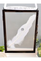Amaya Rose Ltd In Memory of Pet Cat Dog. Paw Print Real feather Floating Frame in Black - thumbnail 1