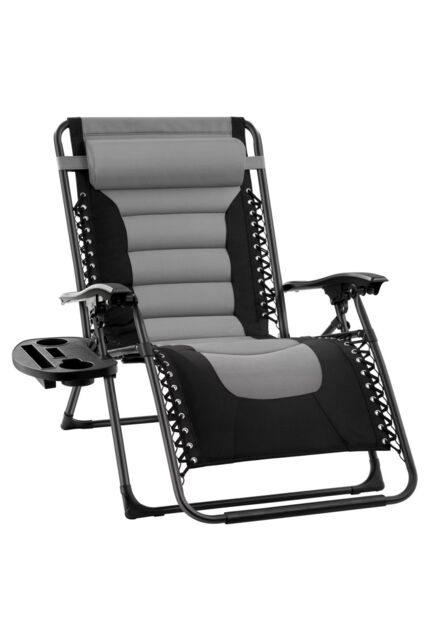 Groundlevel Luxury Gravity Garden Sun Lounger Relaxer Chair in Grey - image 1