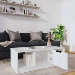 Berkfield Home Coffee Table White 102x50x36 cm Engineered Wood - Size: 102 x 50 x 36 cm - thumbnail 7