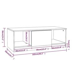 Berkfield Home Coffee Table White 102x50x36 cm Engineered Wood - Size: 102 x 50 x 36 cm - thumbnail 8