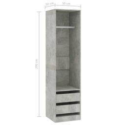 Berkfield Home Wardrobe with Drawers Concrete Grey 50x50x200 cm Engineered Wood - Size: 50 x 50 x 200 cm - thumbnail 6