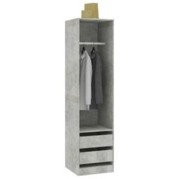 Berkfield Home Wardrobe with Drawers Concrete Grey 50x50x200 cm Engineered Wood - Size: 50 x 50 x 200 cm - thumbnail 3