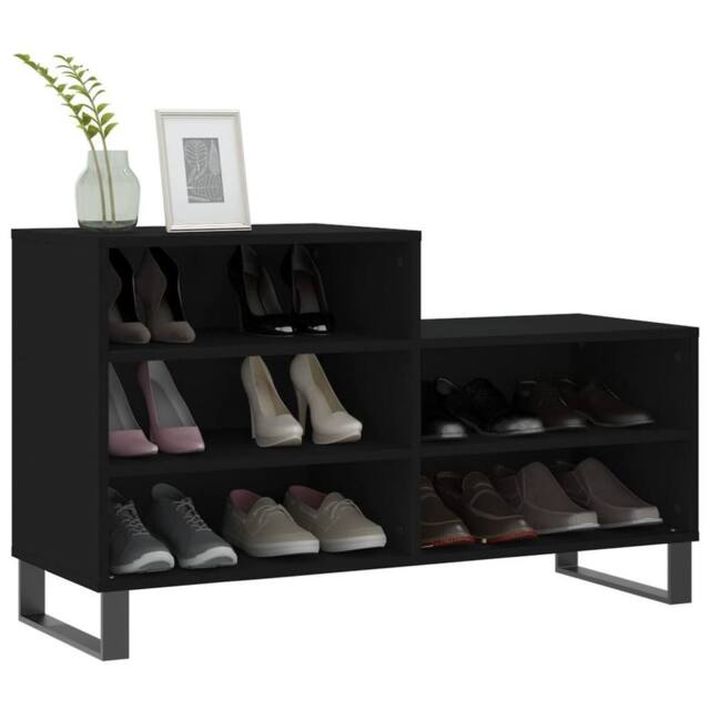 Berkfield Home Shoe Cabinet Black 102x36x60 cm Engineered Wood - Size: 102 x 36 x 60 cm - image 1
