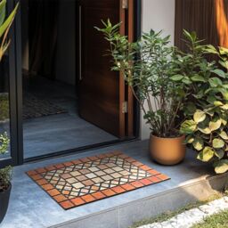 Nicoman Eco-Friendly Elegant Tile Mat Barrier Doormat Red Border - Size: 44 cm x 75 cm - thumbnail 1