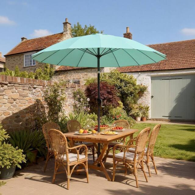 OUTSUNNY 2m Shanghai Garden Parasol Umbrella, Outdoor Sun Shade in Turquoise