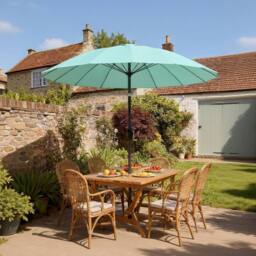 OUTSUNNY 2m Shanghai Garden Parasol Umbrella, Outdoor Sun Shade in Turquoise - thumbnail 1