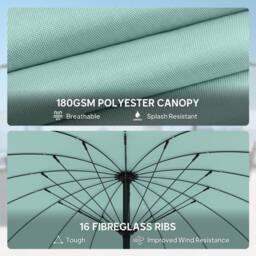 OUTSUNNY 2m Shanghai Garden Parasol Umbrella, Outdoor Sun Shade in Turquoise - thumbnail 5